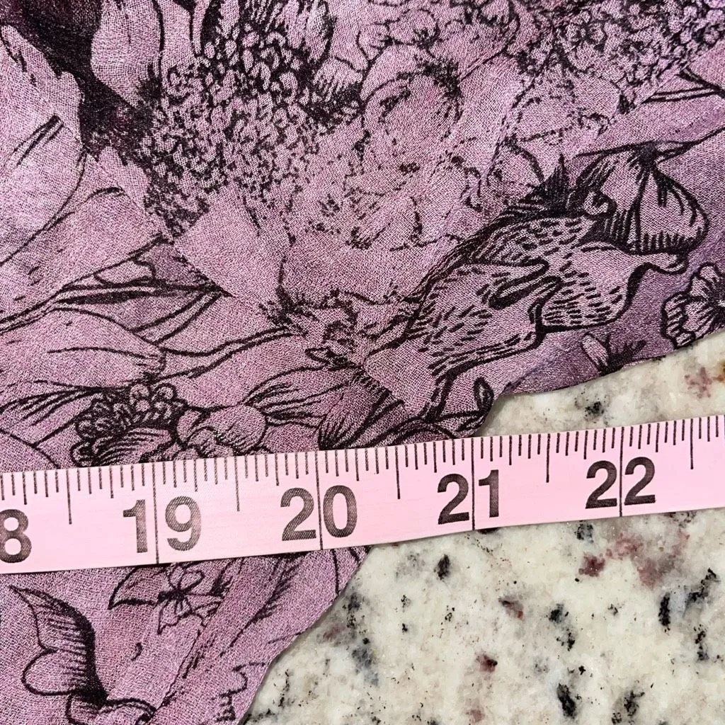 Anthropologie Sheer Smocked Blouse peasant Top‎ Shirt Floral Purple Medium Orig. - Image 10