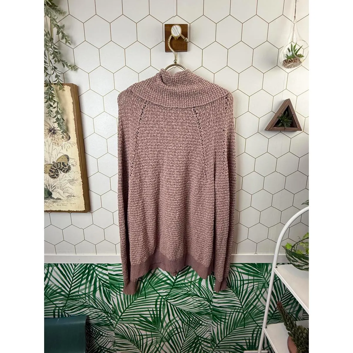 Free People By Your Side Dusty Pink Mauve Cowl Neck Sweater - Size - Small - Image 4