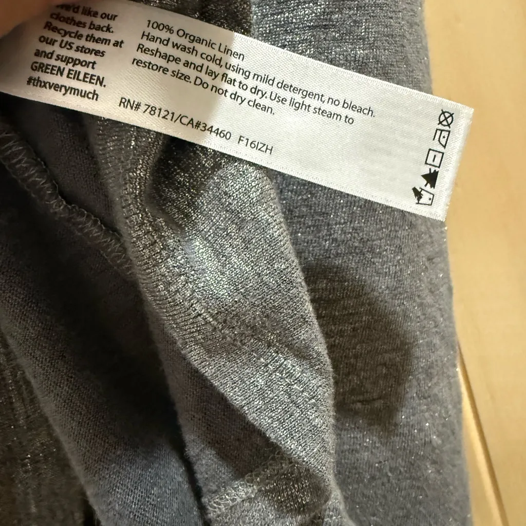 Eileen Fisher - Ash, Organic Linen Shimmer Silver-Tone Long Tank Top - Image 9