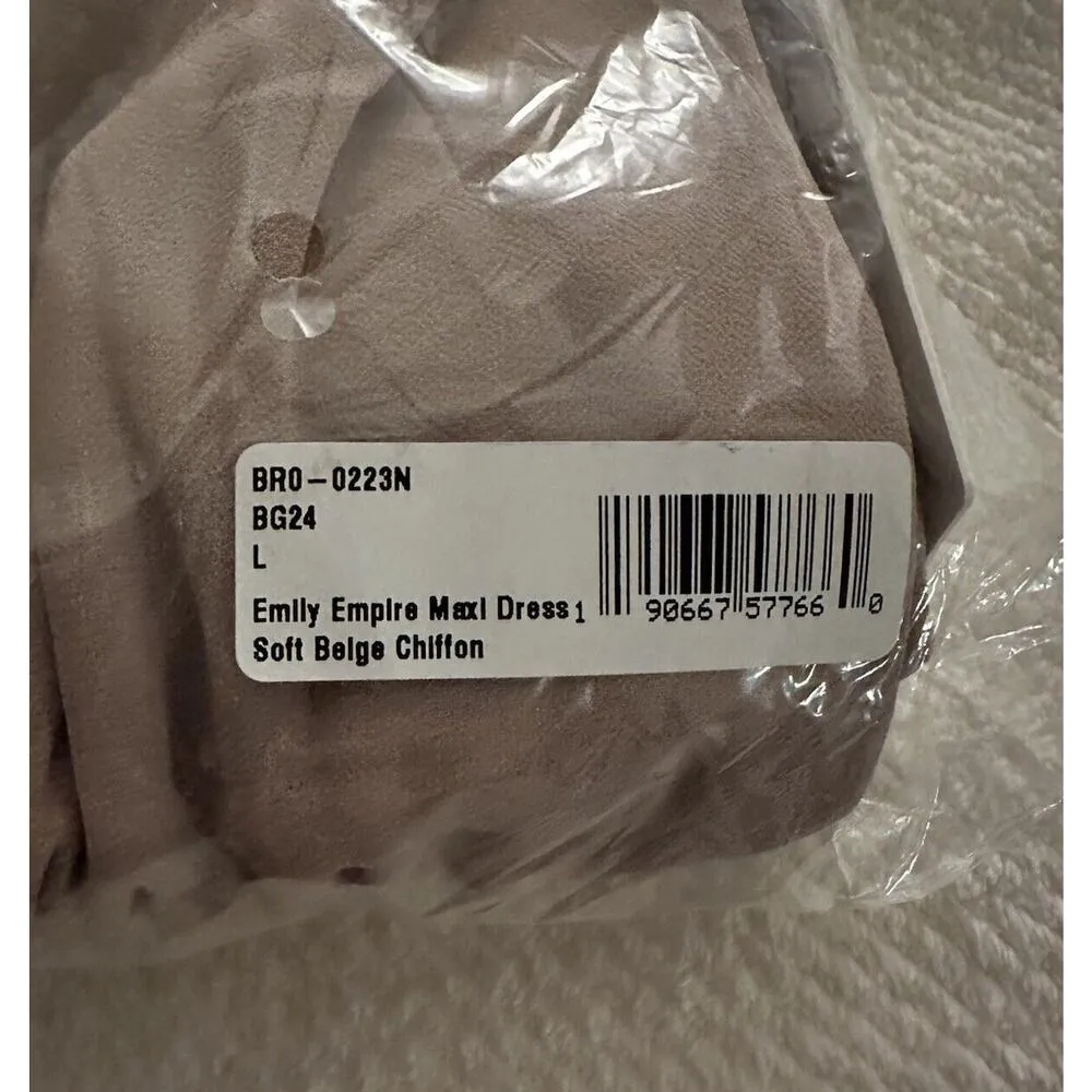 Show Me Your Mumu Emily Empire Maxi Dress Large Soft Beige Chiffon $188 MSRP - Image 6