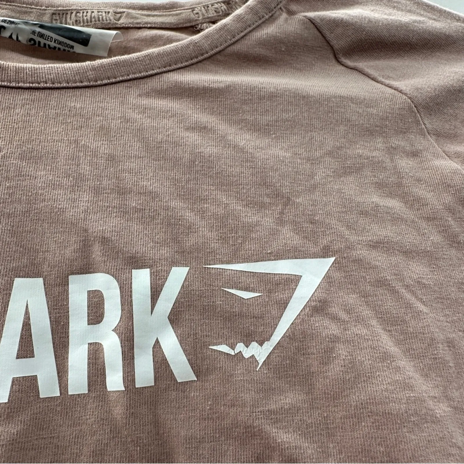 Gymshark Pink Beige Cropped Ruched Tie Up Ribbon‎ Long Sleeve Top Size M - Image 10