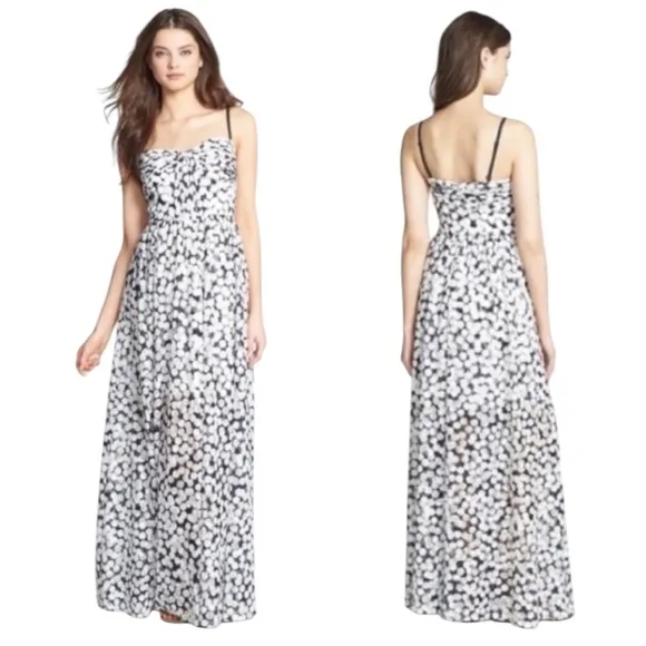 BETSEY JOHNSON BLACK WHITE MAXI STRAPLESS DRESS 6 - Image 2