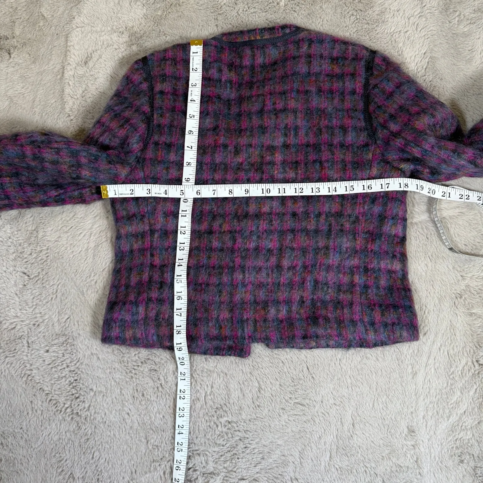 Renlyn‎ Petite Plaid Wool Blend Jacket Career Wear Made in USA Size 8 Vintage Purple - Image 2