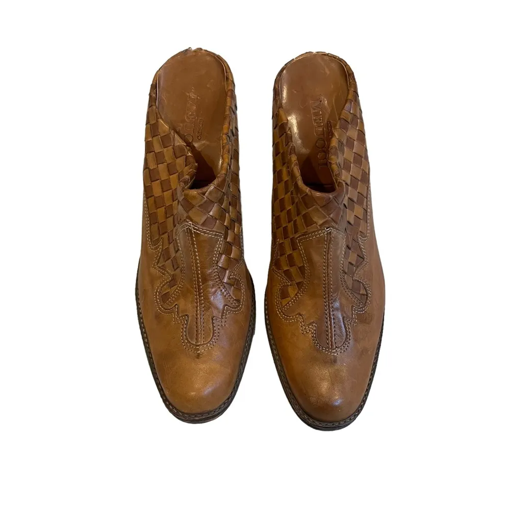 Sesto Meucci Leather Braided Heeled Western Mules - Image 3