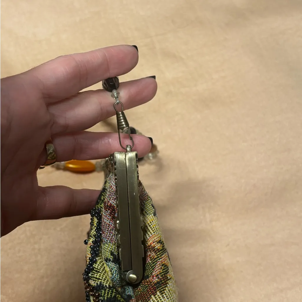 Vintage style Granny Beaded Purse Small Detachable Bead Strap Pink - Image 8