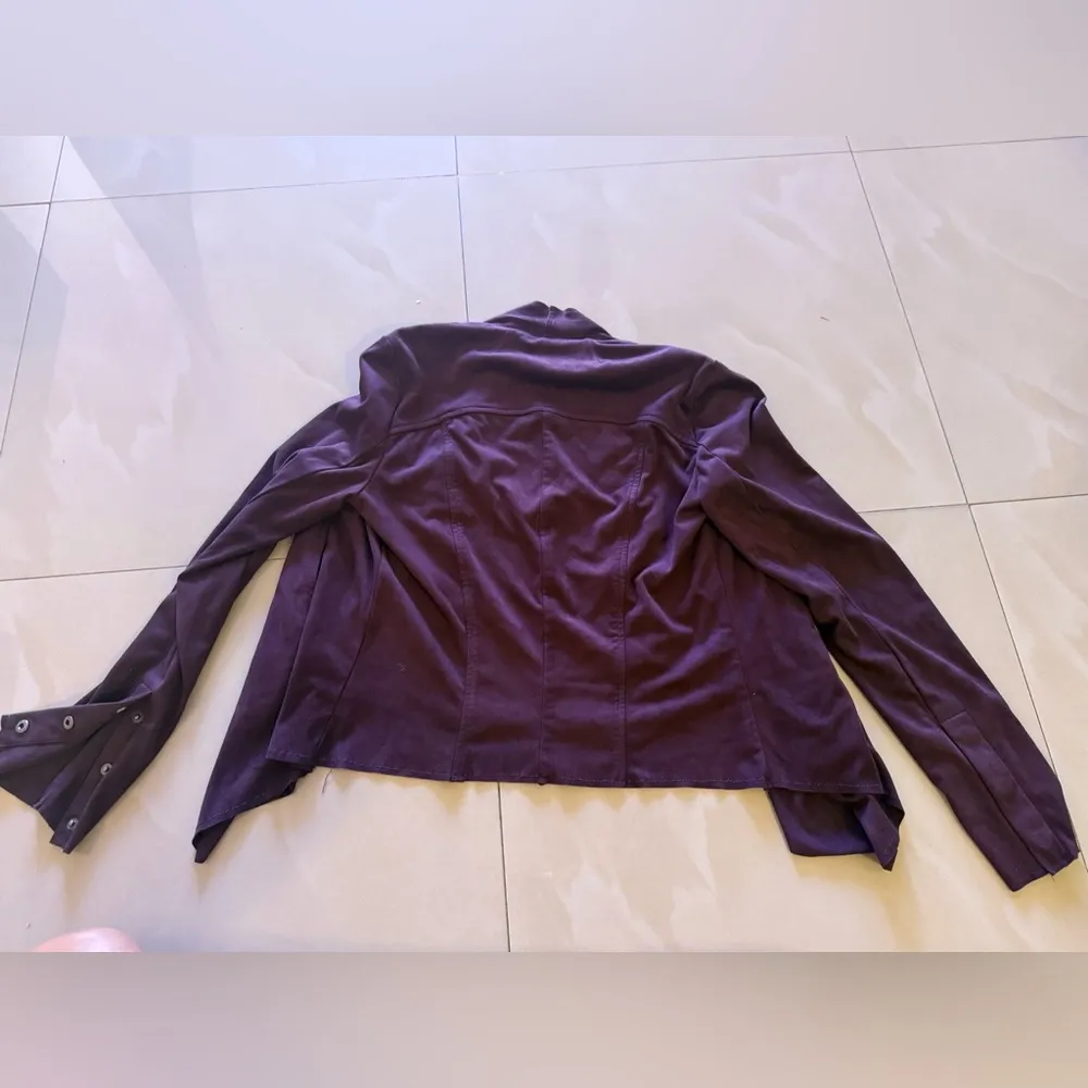 KUT from the Kloth Faux Suede Draped Open Lightweight Blazer Burgundy size XS - Image 4