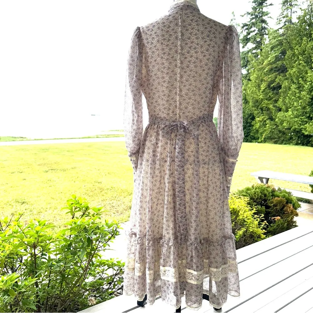 Vintage 80's Gunne SAX Prairie Dress Boho Cottage Victorian Wedding Fairy Dress White Size undefined - Image 6