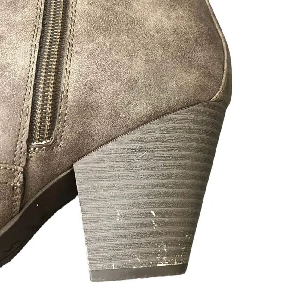 Guess Ankle Boot Womens 8M Brown Dual Side Zippers Buckle Edgy Simple Casual - Image 5