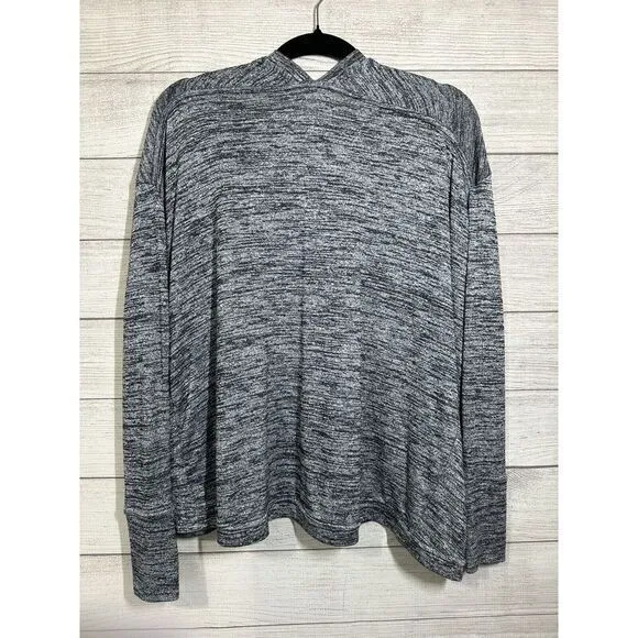 Athleta Women'sAthletic Cardigan Sweater XXS Black White‎ Heathered Open Choker - Image 5