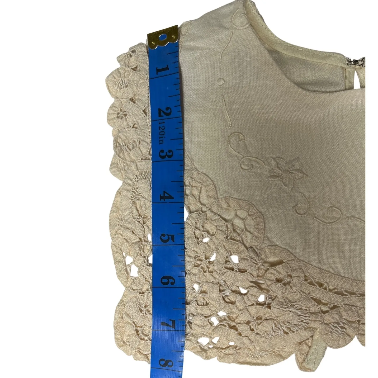 Vintage Ivory Lace Collar Overlay Floral Embroidered Victorian Edwardian - Image 8