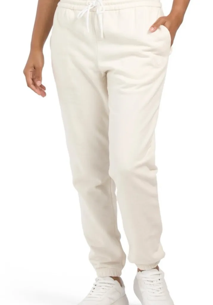 Peloton Cream Drawstring Waistband Elastic Leg Cuffs Cotton Sweatpants Large - Image 1