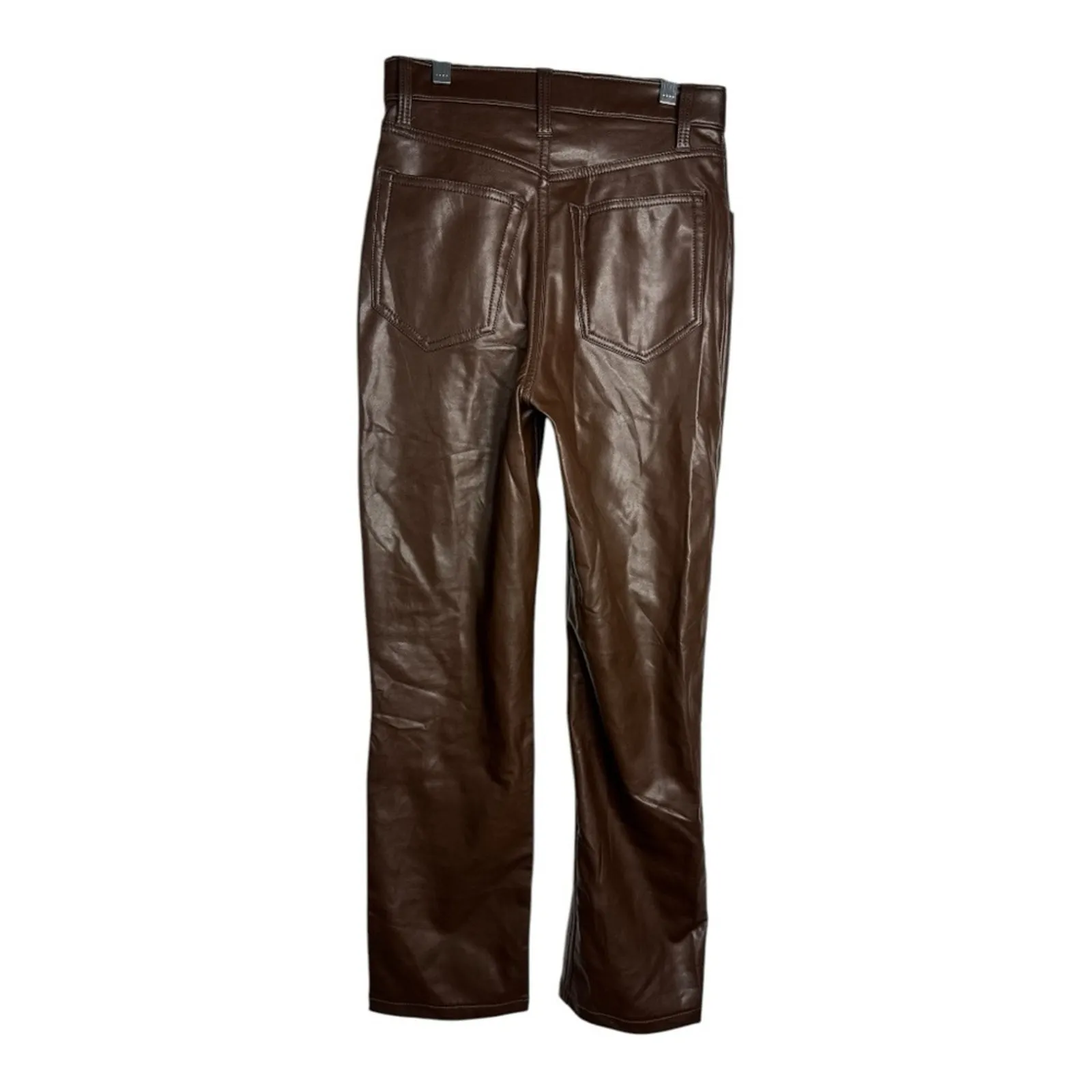 Abercrombie & Fitch Brown High Waist Faux  Leather 90’s Straight Leg Pants - Image 6