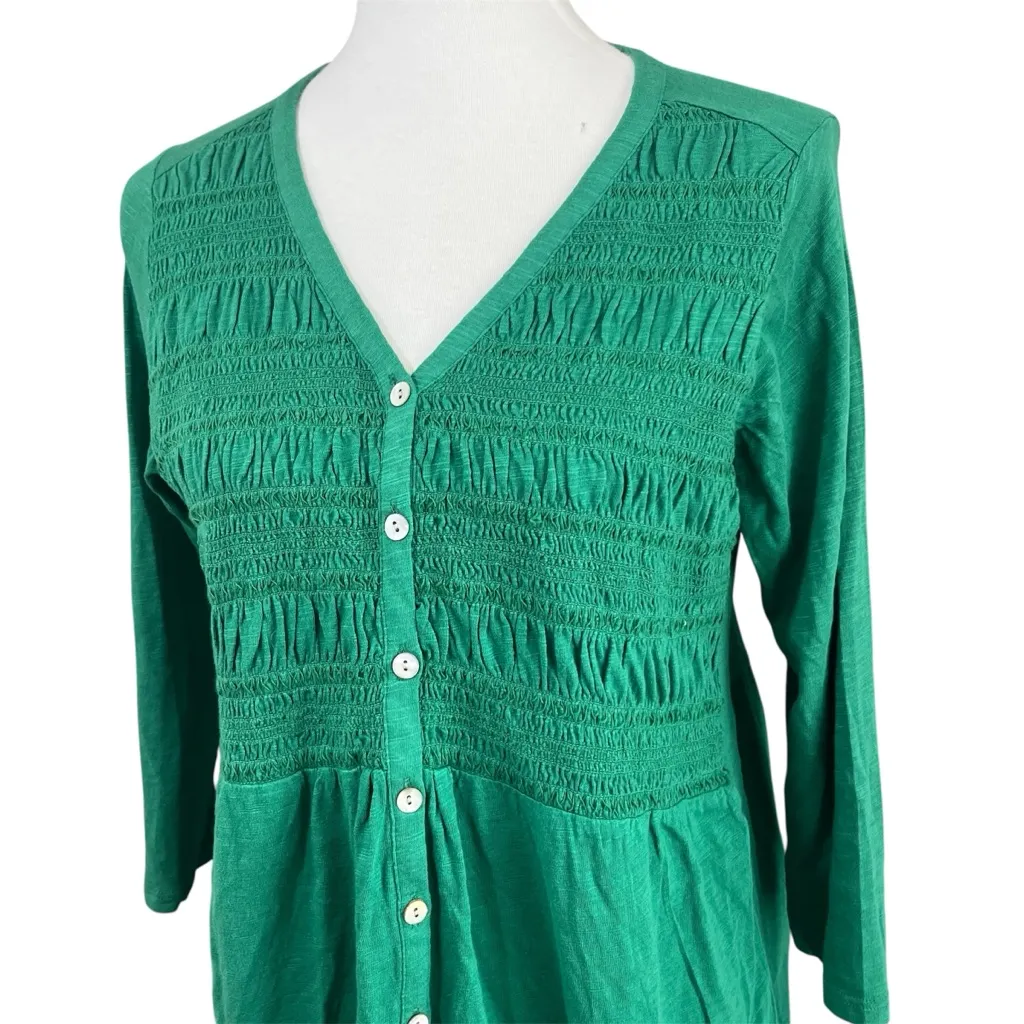 J. Jill Kelly Green Knit top with smocked bodice size small NWT - Image 4
