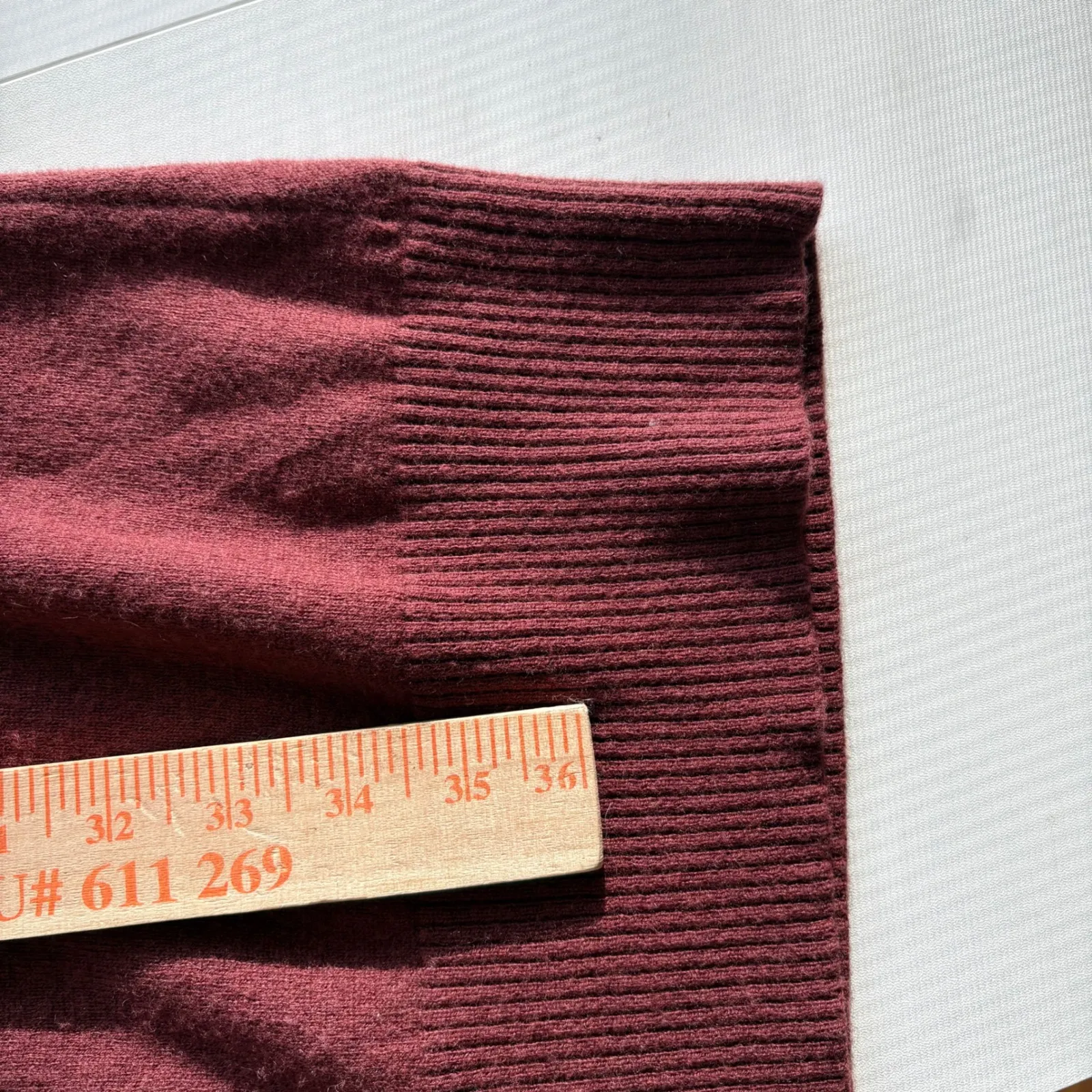 LL Bean Merino Wool Cotton Blend Turtleneck Sweater Dress Burgundy Size S Red - Image 7