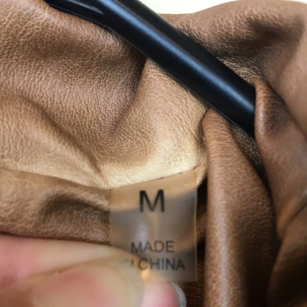 Bagatelle Women’s Faux Leather Vegan Tan Brown Asymmetrical Zipper Moto Jacket - Image 11