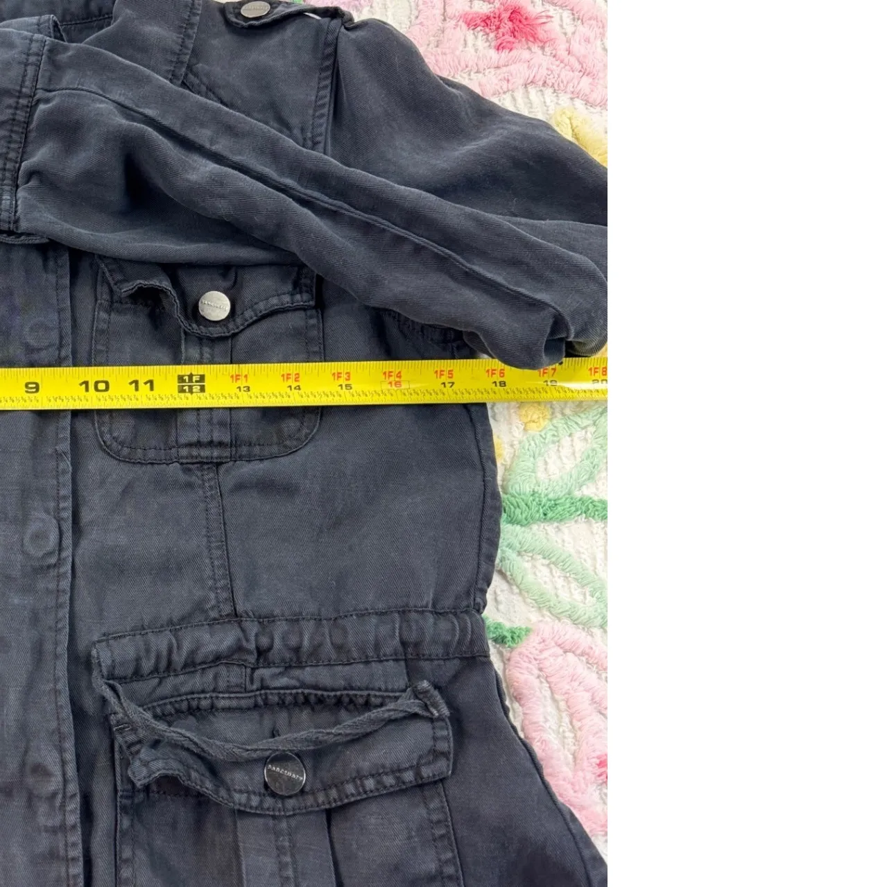 Sanctuary Utility Jacket Women XS Black Zip Snap Belted Cargo Pockets Military - Image 4