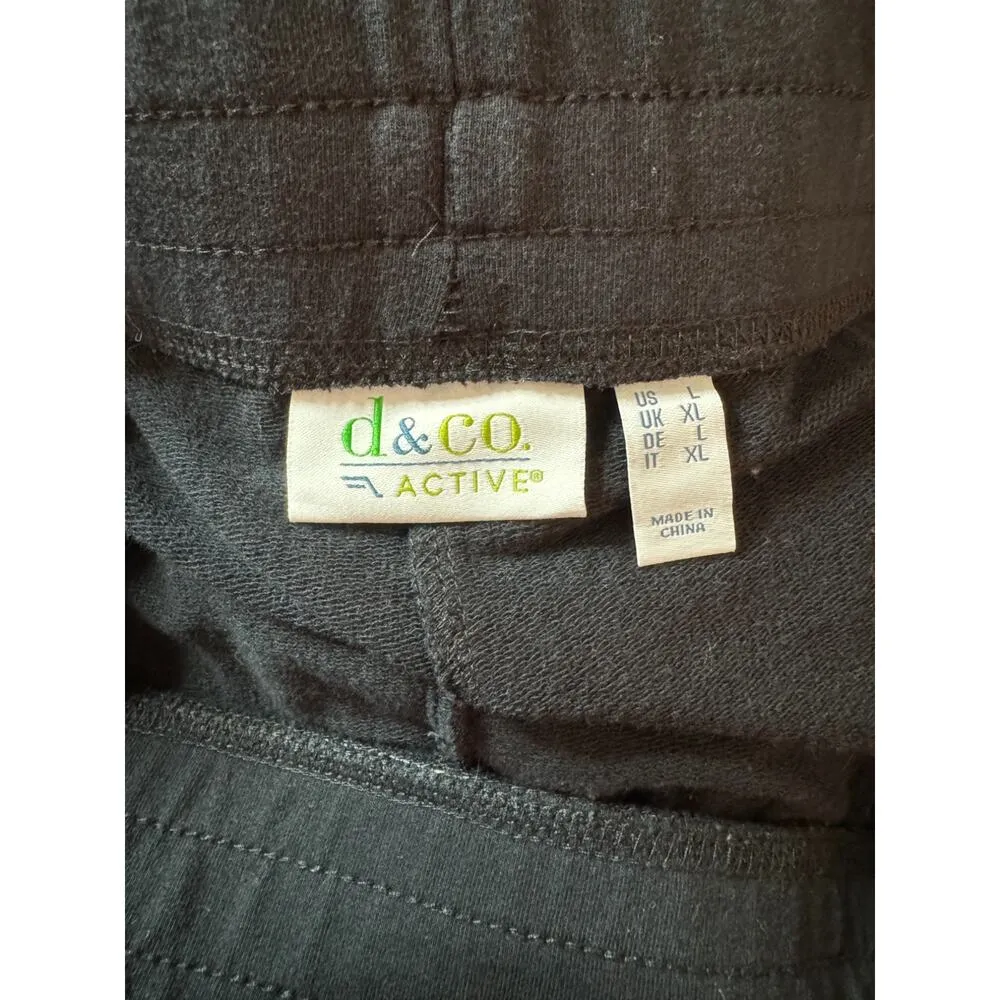 Denim & Co. Active French Terry Wide Leg Pant Black Large - Image 5