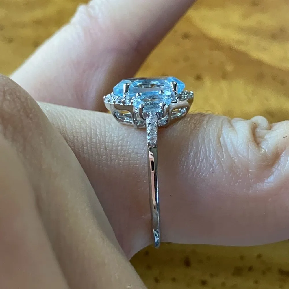 Sky Blue Topaz Sterling Silver Ring Size 7 - Image 3