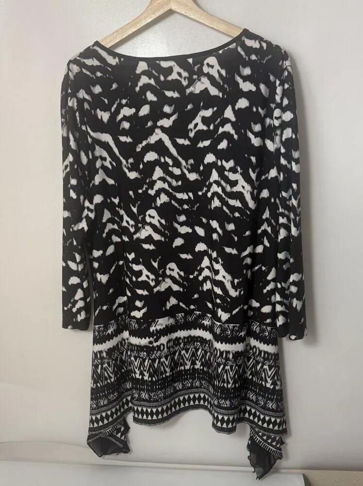 Investments Top Womens XL Animal Print Art To Wear Casual Asymmetrical Tunic - Image 2