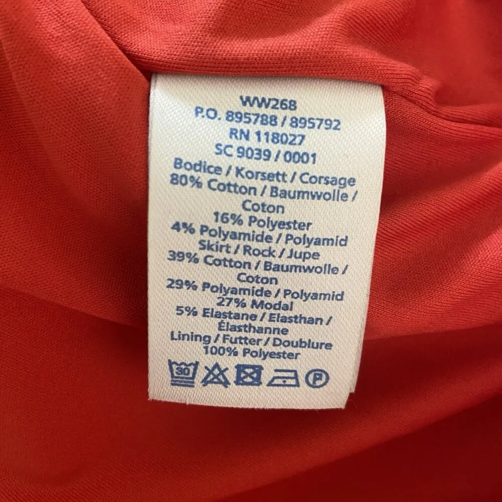 Boden Women's Dress Knit Striped Pockets Red White V Neck Tomato Girl US 8 Lined - Image 9