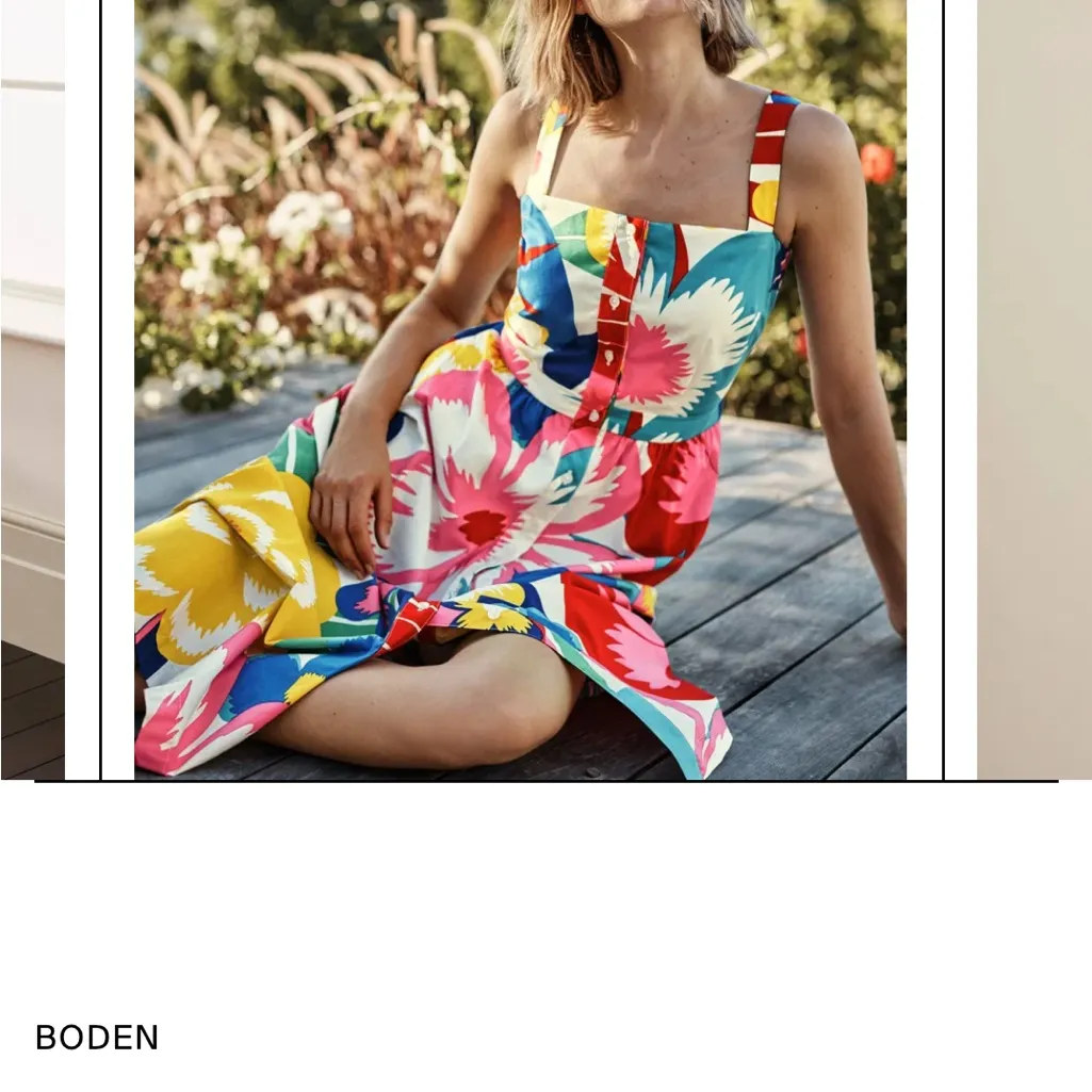 Boden Juniper Midi Dress tropical floral print cotton Red Size 6 - Image 3