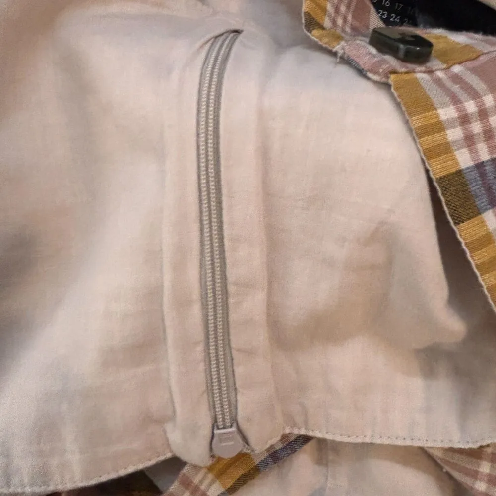 Zara Plaid Size Large Neutral Cropped Smocked Summer Vacation Retro Faux Buttons - Image 5