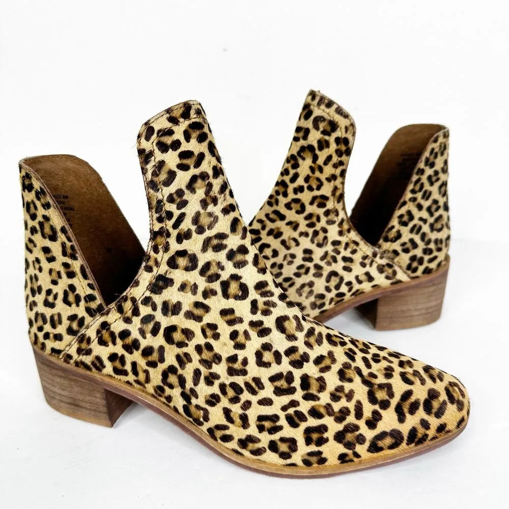 Coconuts by Matisse Rapido Leopard Print Fur Leather Booties Size 8 - Image 3