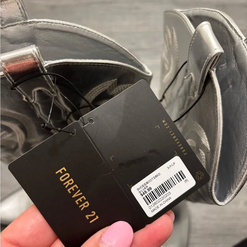 Forever21 Embroidered Metallic Cowboy Boots - Image 4