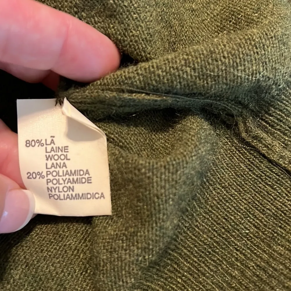 ANNA MILANI large women's lambswool Italian cardigan dark green buttons vintage - Image 10