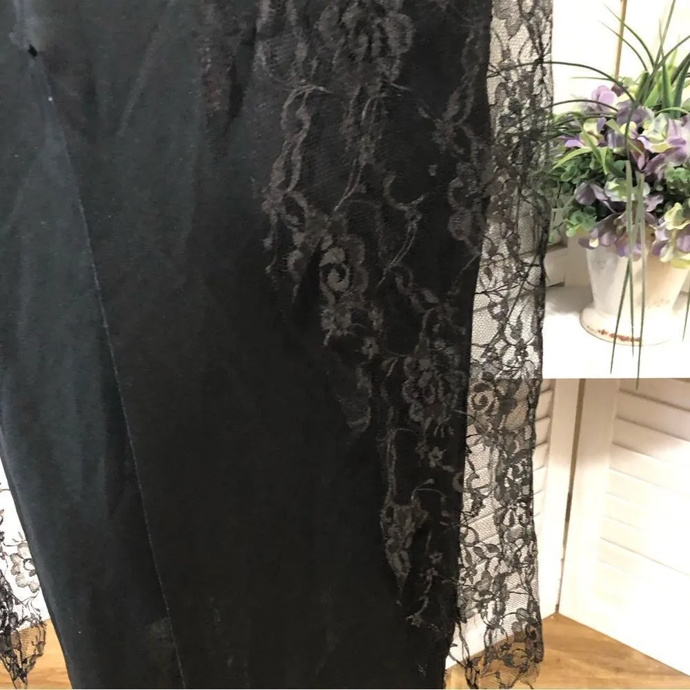 Vintage 90s Y2K gothic witch costume sheer black lace cosplay maxi dress Sz M Size M - Image 6