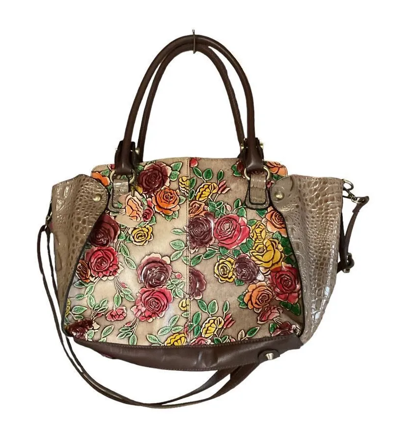 MC Marc Chantal Handpainted Genuine Leather Satchel Croco Embossed Sabrina 2019 Brown - Image 1