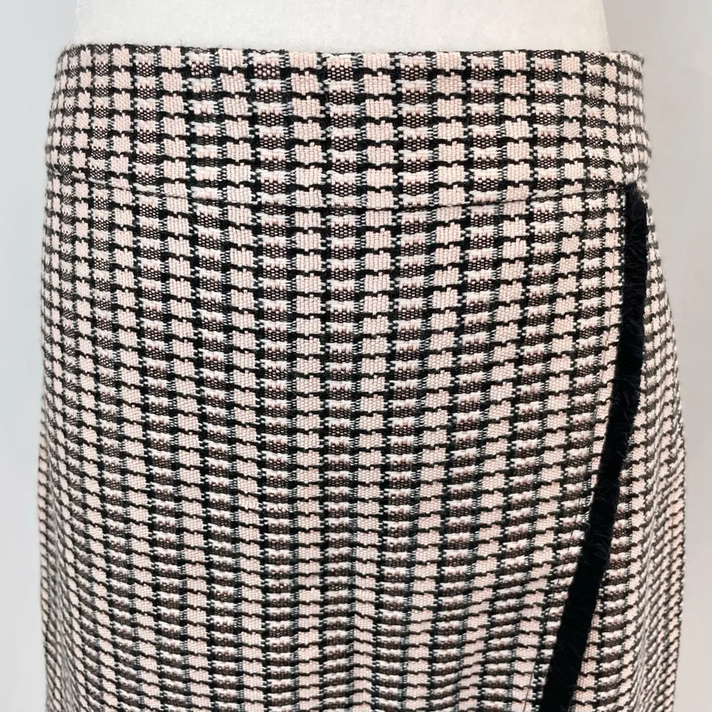 New J Crew Tweed Faux Wrap Mini Skirt E1665 Black Pink Size 4 - Image 3