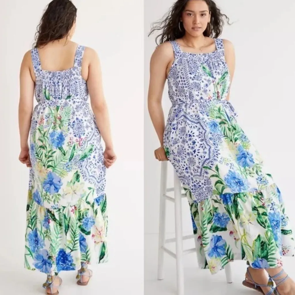 Anthropologie Maeve Bouquet Flounced Maxi Dress XS - Image 3