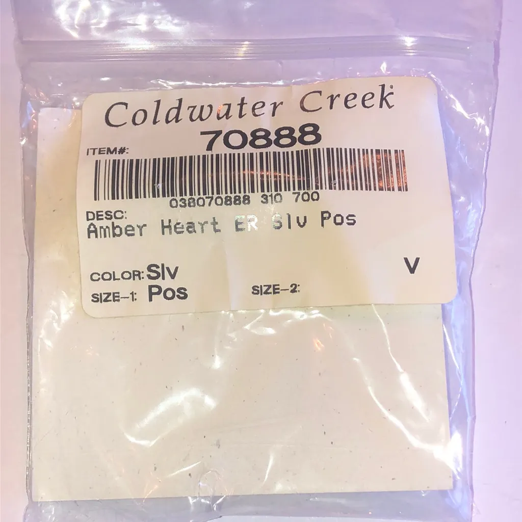 Coldwater Creek Silver Amber Heart Earrings - Image 2