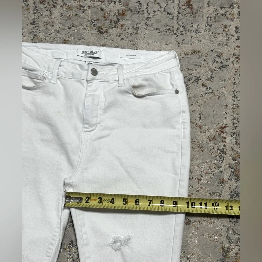 JUDY BLUE high rise skinny fit capri jeans size 13/31 white - Image 5