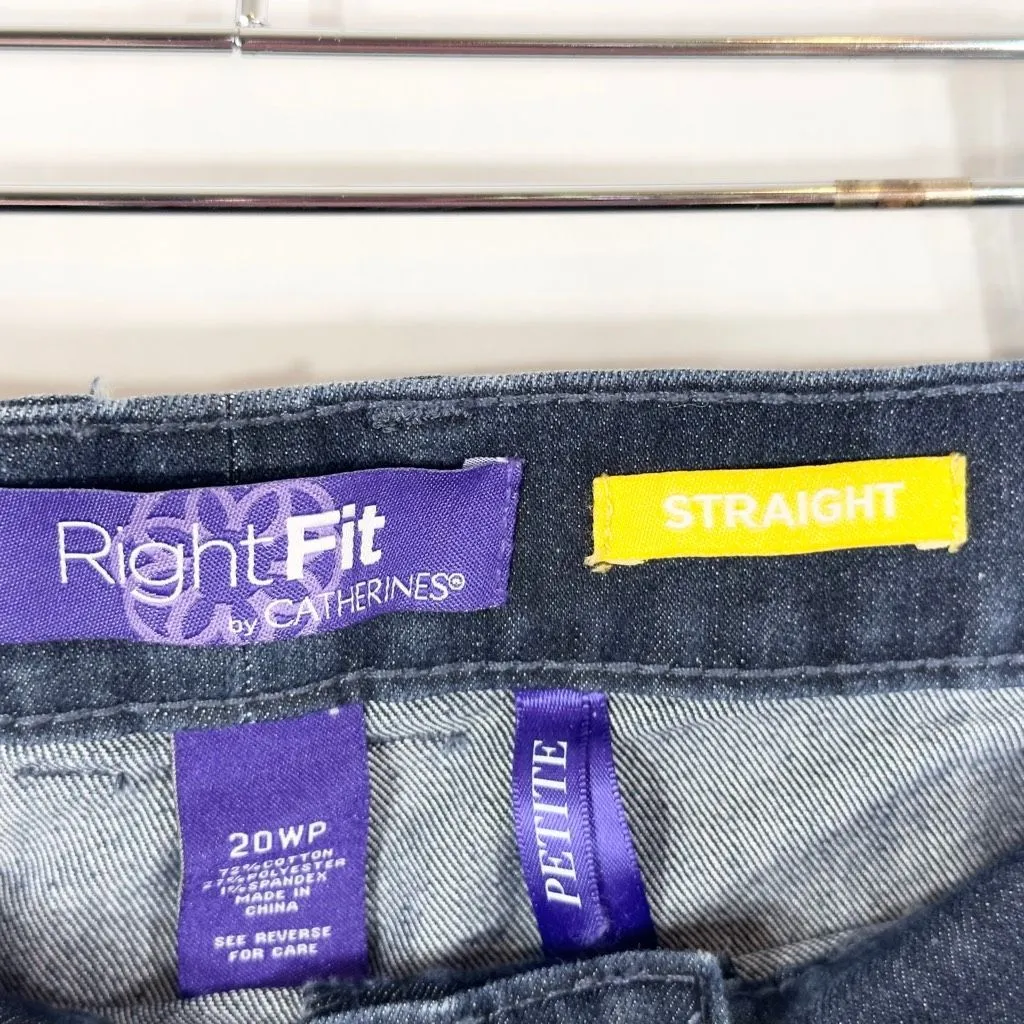Catherines 20WP Jeans Straight Right Fit Dark Blue Denim Stretch Petite 751 - Image 8
