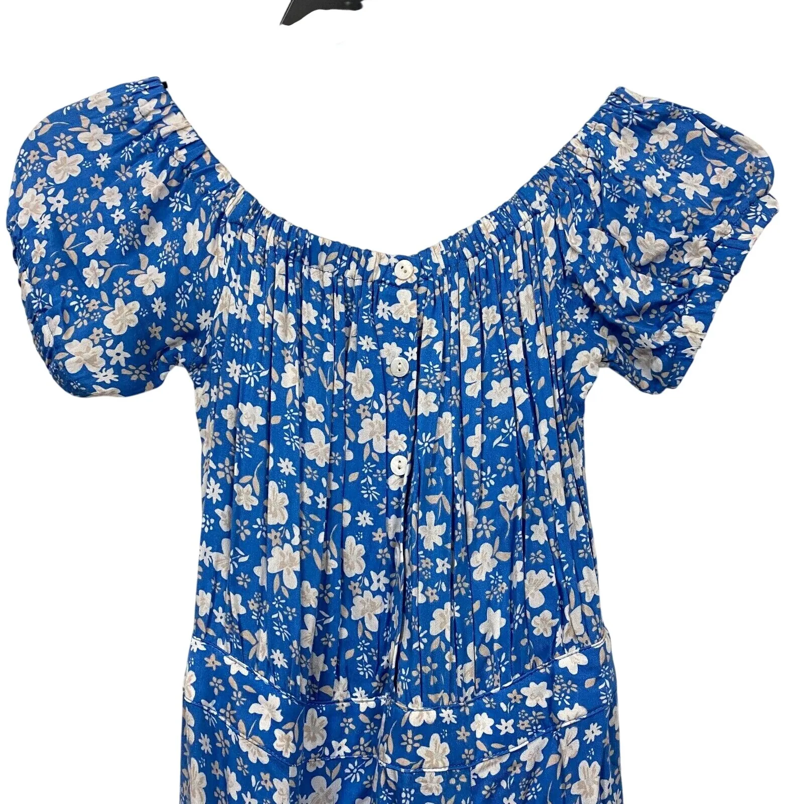 Capulet Women Milkmaid Off Shoulder Small Midi Tiered Blue Dress Floral Sundress - Image 2