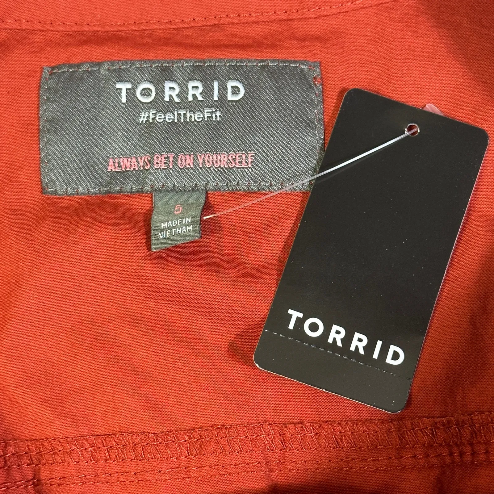 NWT Torrid Poplin Collarless Bolero Jacket Women's 5X Red Cotton Button Front - Image 5