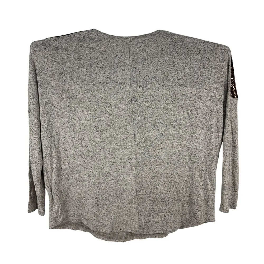 Acting Pro Size XL Heather Gray Sweater With Sequin Shoulder Detail - Image 2