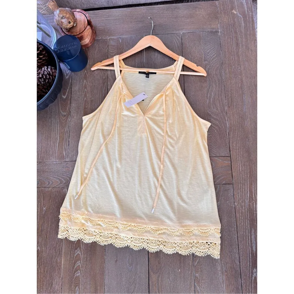 NWT White House Black Market Yellow Ruffled Hem Tank Top Size Large - Image 7