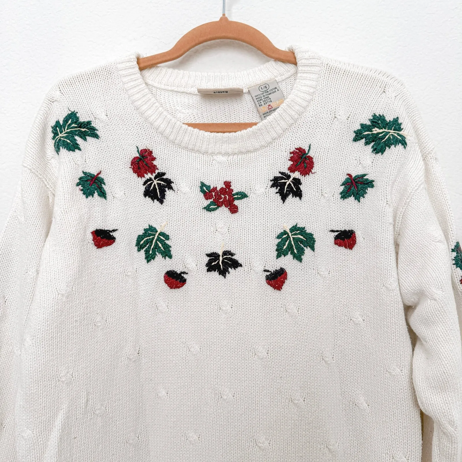 VTG Northern Reflections Womens Sweater‎ Size L White Holiday Embroidered 90s - Image 2