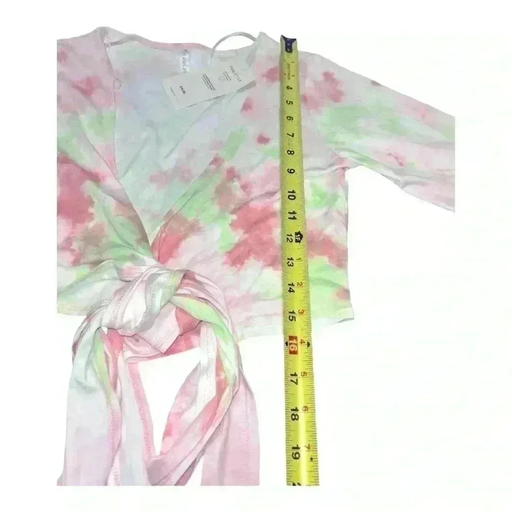 FABLETICS Laila Wrap, cropped floral pink, white green, peach Top Size M new - Image 7