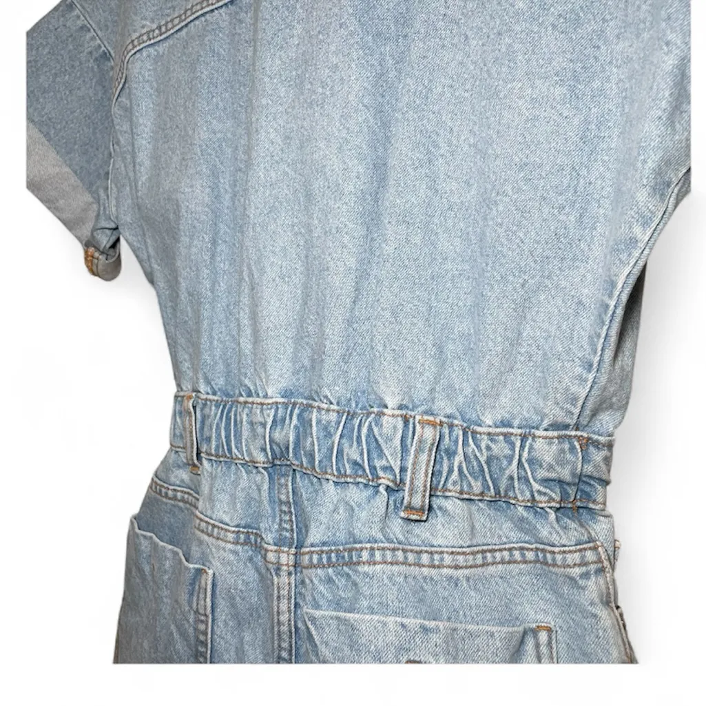 Zara Denim Short Sleeve Button Up Romper - Image 13