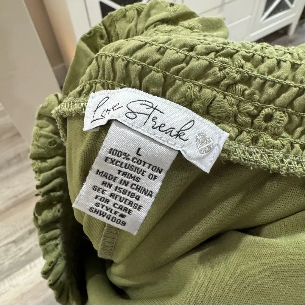 Love Streak High Waist Green Lace Shorts with‎ Elastic Waistband Size Large - Image 3