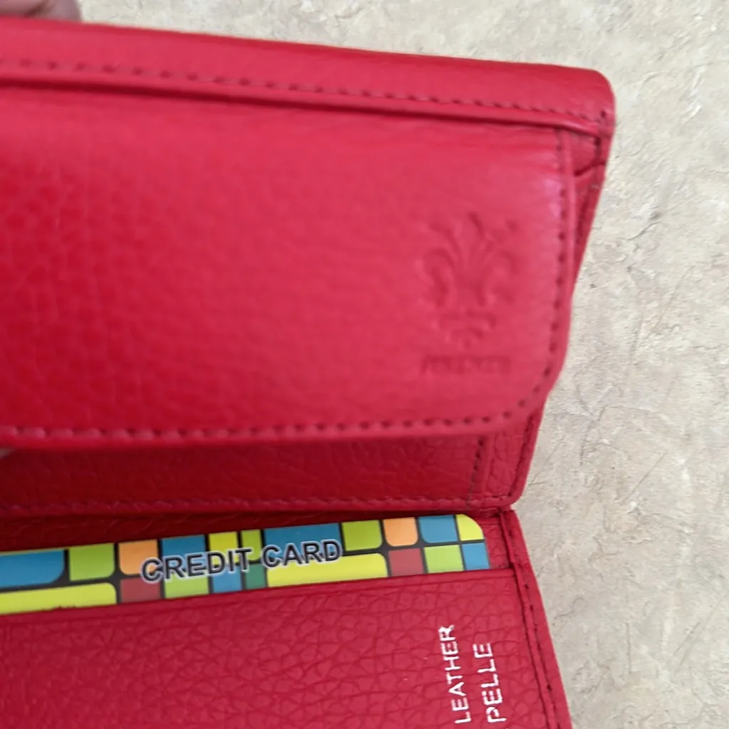 🇮🇹 Firenze Handmade Womens Grain Leather Red Mini Trifold Wallet Small - Image 6