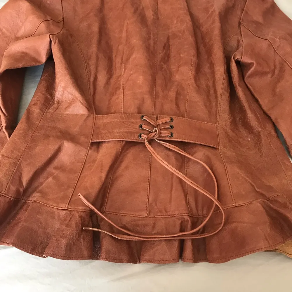 Together 100% Leather Jacket Brown Size 10 - Image 8
