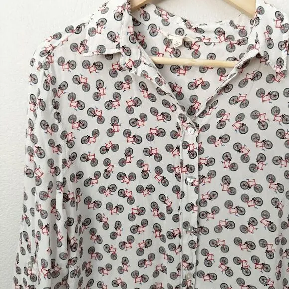 JANE & DELANCEY x ANTHROPOLOGIE | Lightweight Bicycle Button Blouse | Large - Image 2