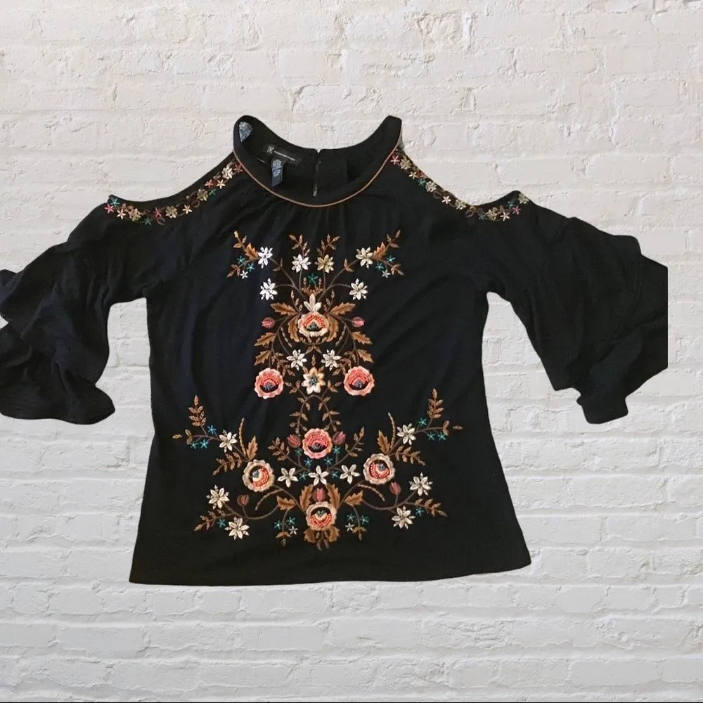 International concepts  Cold Shoulder Embroidered Top - Image 2