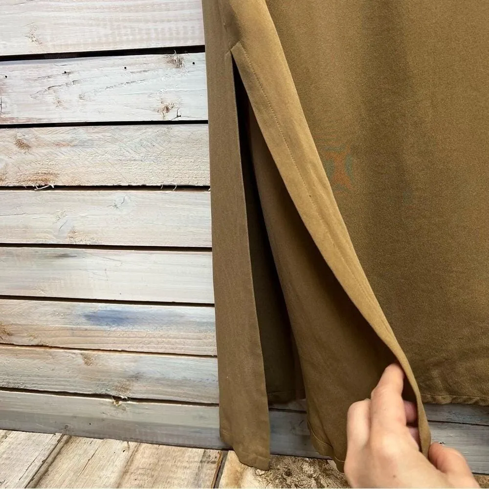 Jones & Co Silk Skirt Brown Maxi Flowy Long Skirt Boho Balletcore Quiet Luxury 8 Green - Image 5