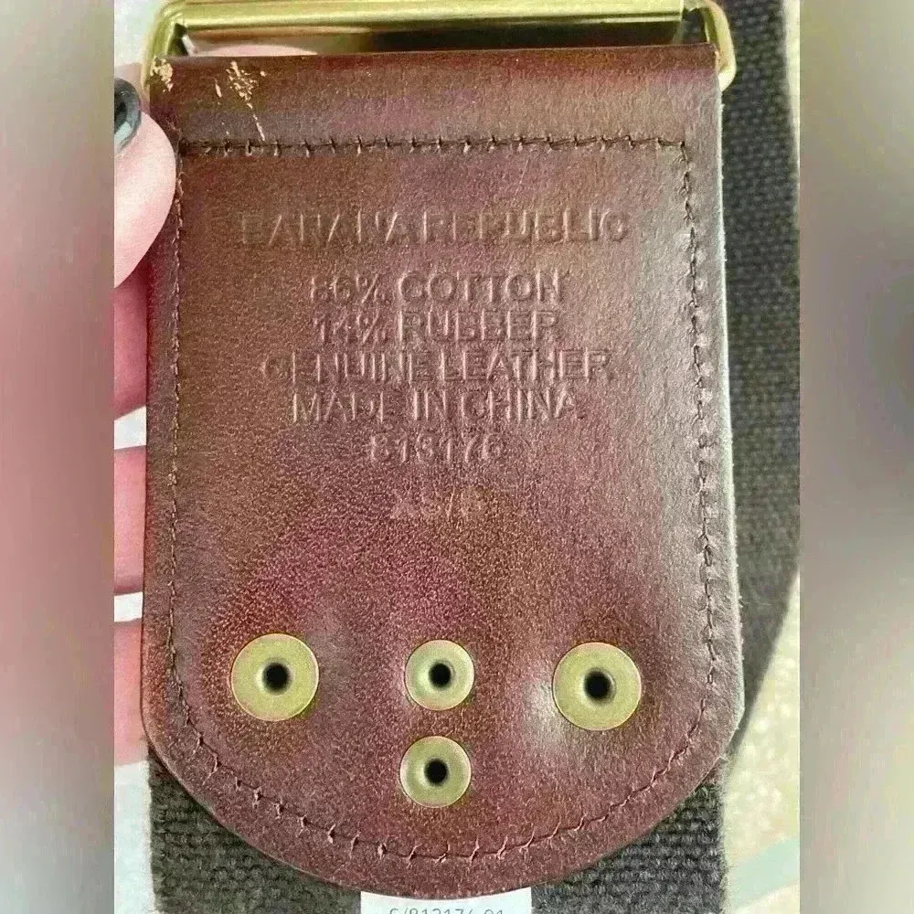 Banana Republic brown leather/fabric stretch belt with gold studded detail; XS - Image 4